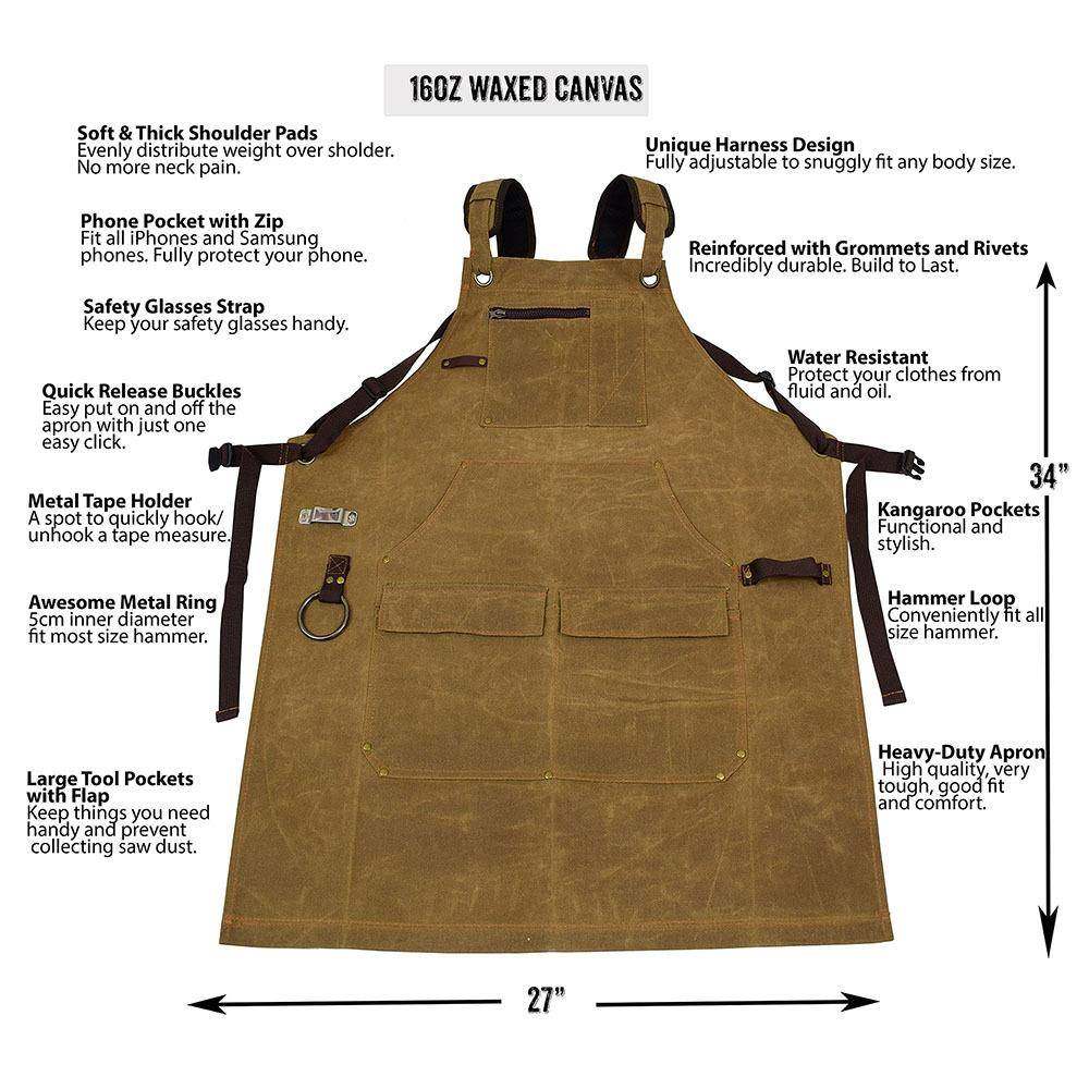 多袋油帆布工作围裙带工具袋油背带蜡和可调口防防污94293耐磨款,淘宝优惠券,粉丝福利购,淘宝优惠卷