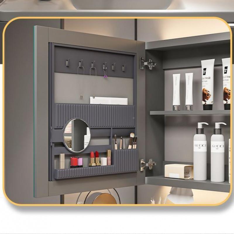 QXP实木智能浴室镜柜挂墙式卫室生DLO间浴镜洗收手间镜子置物架纳 - 图2