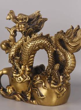 杨记铜铜龙铜福禄龙生龙家具办公室铜肖龙0117摆件葫芦龙