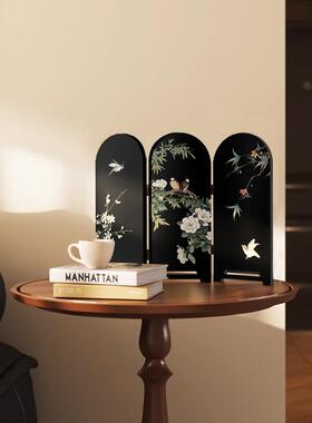 案复古台电视花鸟逸趣柜摆件花鸟图玄关柜边柜装饰品风斗柜可折叠