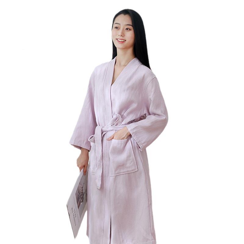 纯浴袍新款棉布浴袍四季款成人情侣通用浴艺袍家纯棉吸水XJS汗蒸 - 图3