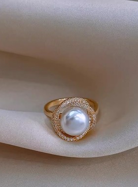 小众简约珍珠食指戒指女新款