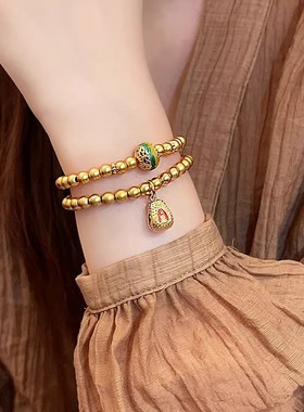 金色古法拉丝珐琅串珠手链女款