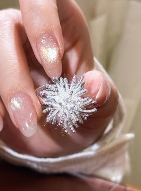 小众银色烟花女士食指戒新款