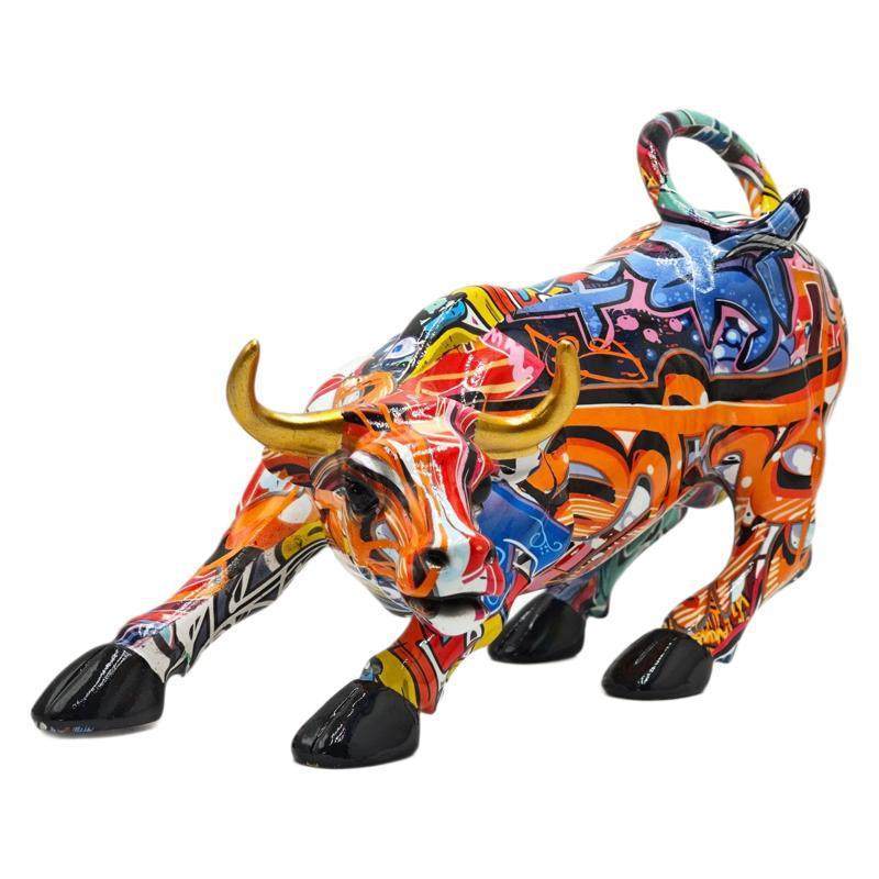 欧式创意炫彩牛摆件家居玄关客厅办公室桌面装饰品摆设树脂工艺品,淘宝优惠券,粉丝福利购,淘宝优惠卷