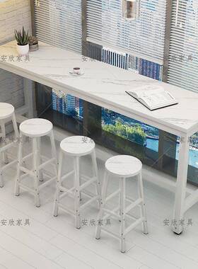 靠墙吧台桌高脚桌简约家用客厅阳台小吧台长条桌奶茶店桌椅组合厂