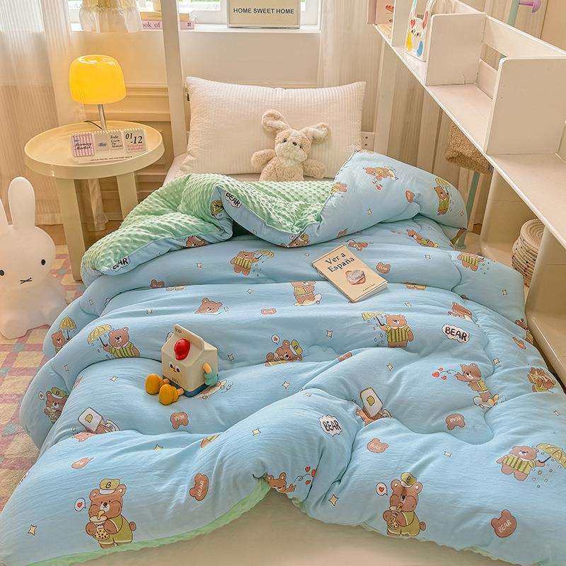 冬季新款小清新糯叽叽水洗棉豆豆被学生床系列秋冬绒儿童宿舍单人,淘宝优惠券,粉丝福利购,淘宝优惠卷