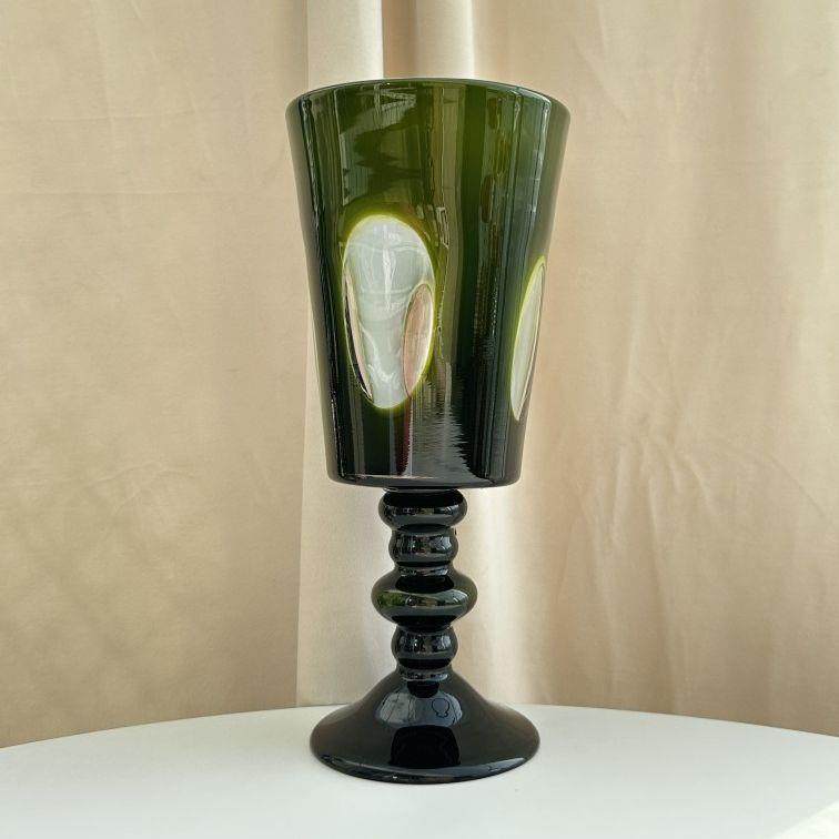 欣可家居中古芬顿老货中式稀少款透明窗口橄榄绿琉璃花瓶艺术摆件,淘宝优惠券,粉丝福利购,淘宝优惠卷