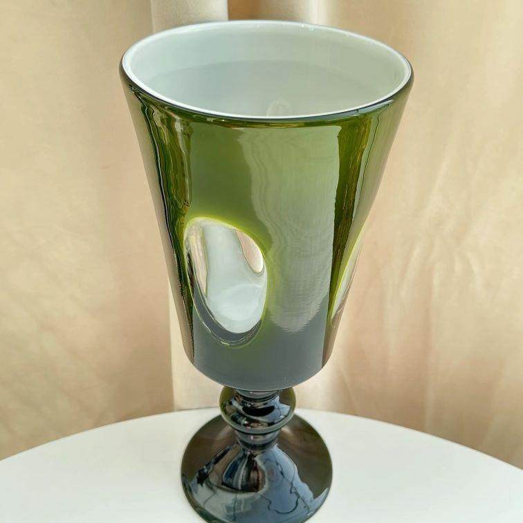 欣可家居中古芬顿老货中式稀少款透明窗口橄榄绿琉璃花瓶艺术摆件,淘宝优惠券,粉丝福利购,淘宝优惠卷