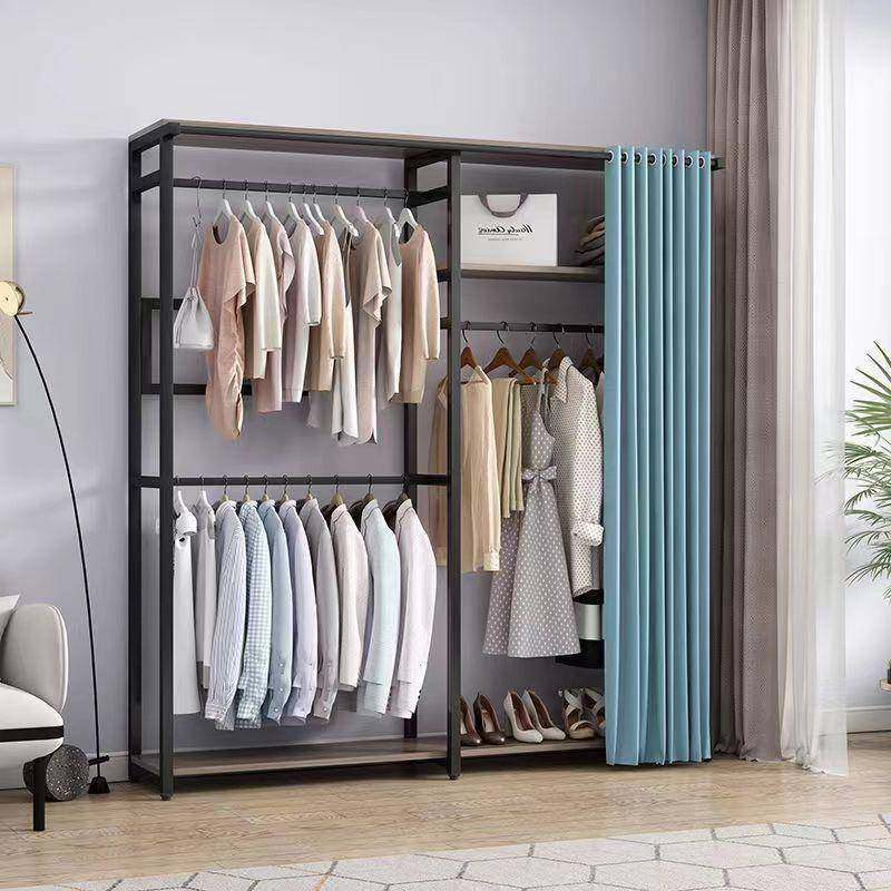 简易衣柜家用卧室落地衣帽开放式布衣柜钢木组合出租房收纳衣架厂,淘宝优惠券,粉丝福利购,淘宝优惠卷