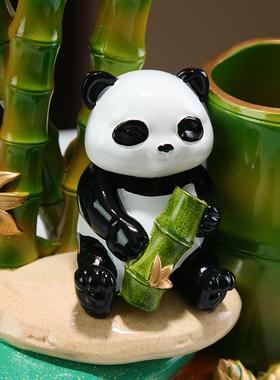 厅节节高升创意熊XYC192猫竹林笔筒摆件客玄关书房视柜乔装饰品电