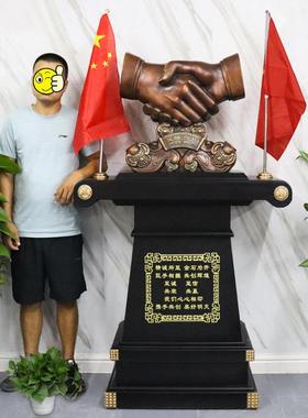 开PCZ业礼品迁贺工厂办乔公室大前台装饰品合作双赢握礼手落地摆