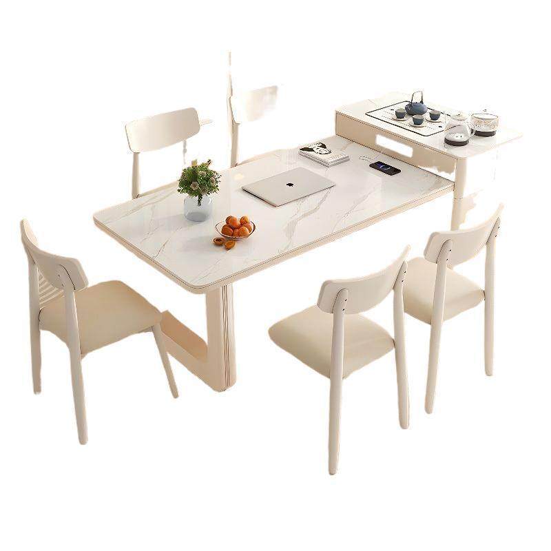 岛台餐桌一体小户型奶油风可伸缩岩板餐桌多功能吧台烧水轻奢茶桌,淘宝优惠券,粉丝福利购,淘宝优惠卷