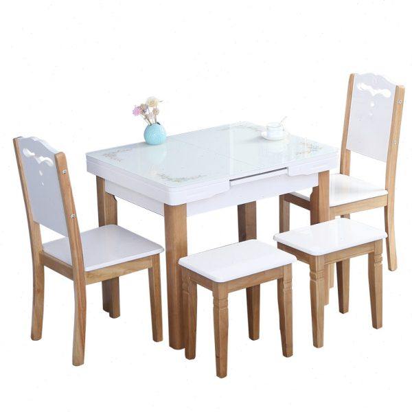 带电磁炉的餐桌椅组合小户型简约意式现代实木钢化玻璃可伸缩折叠,淘宝优惠券,粉丝福利购,淘宝优惠卷