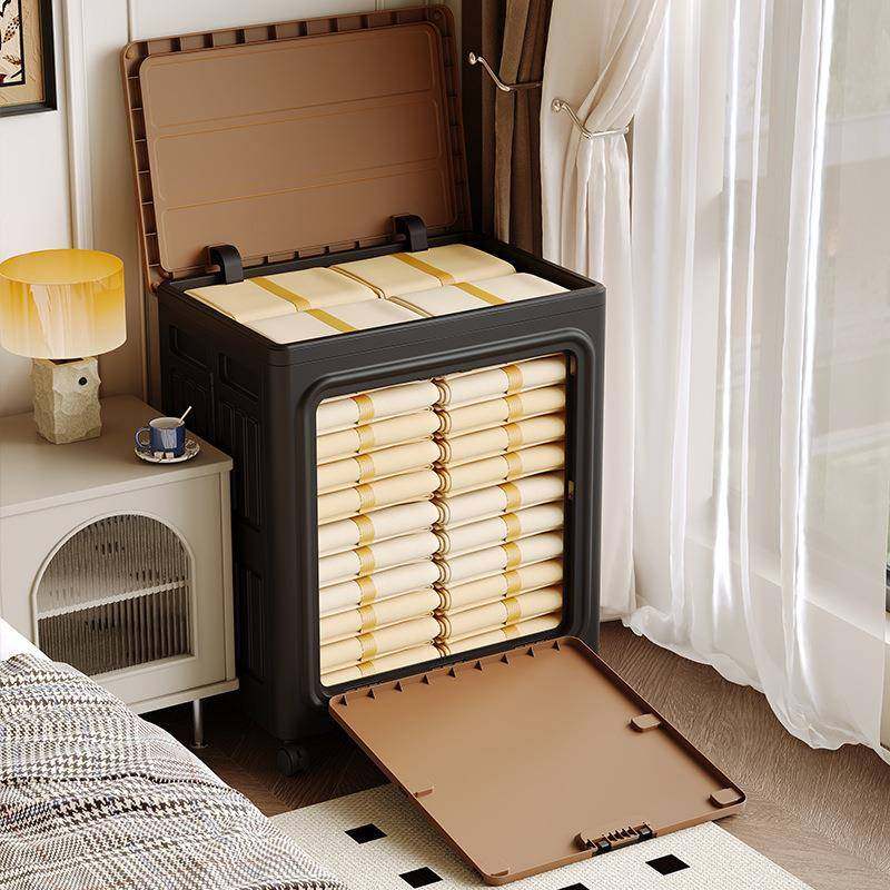 中古风收纳箱可折叠带轮家用大容量储物箱衣服衣物翻盖整理箱衣柜,淘宝优惠券,粉丝福利购,淘宝优惠卷