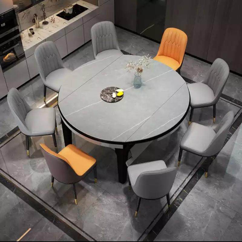 实木伸缩岩板餐桌意式极简轻奢大理石餐桌椅组合小户型折叠圆饭桌,淘宝优惠券,粉丝福利购,淘宝优惠卷