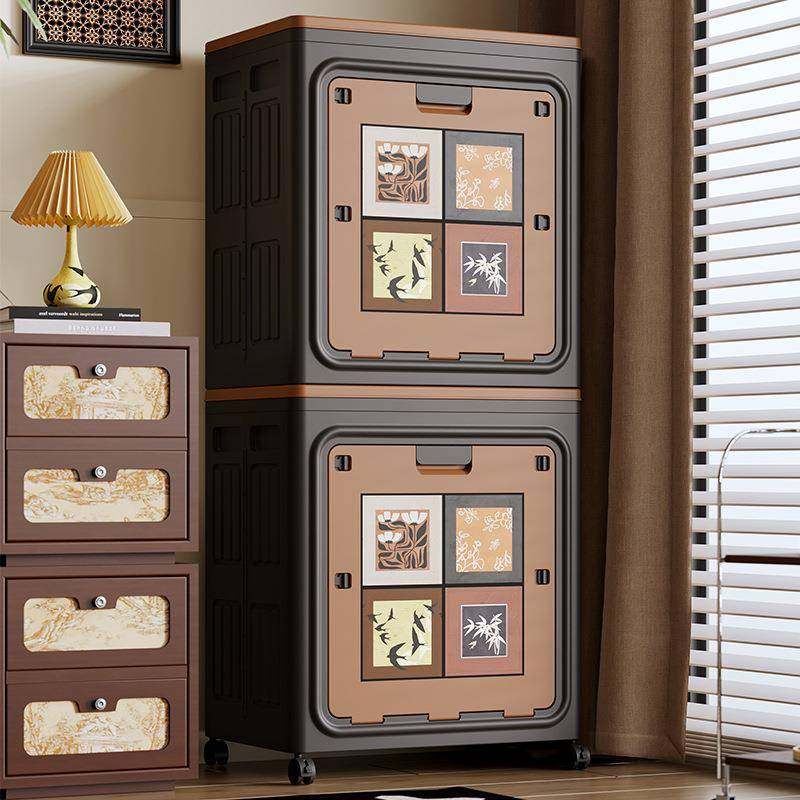 中古风收纳箱可折叠带轮家用大容量储物箱衣服衣物翻盖整理箱衣柜,淘宝优惠券,粉丝福利购,淘宝优惠卷