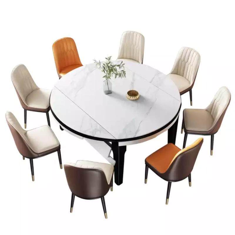 实木伸缩岩板餐桌意式极简轻奢大理石餐桌椅组合小户型折叠圆饭桌,淘宝优惠券,粉丝福利购,淘宝优惠卷