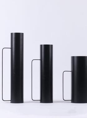 代现轻黑色金属干花花MC-TY-13瓶摆家居装饰品样板间餐桌茶奢件几