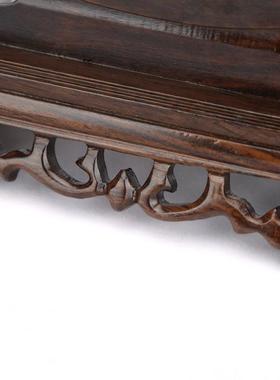 黑檀茶安扣玉石摆件架PAKDZ103子展瓷盘雕刻底座红木普平洱托架示