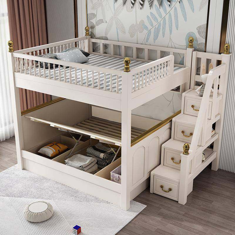 1.8米实木高低床双层床成人上下床铺描金上下平行抽屉子母床滑梯,淘宝优惠券,粉丝福利购,淘宝优惠卷