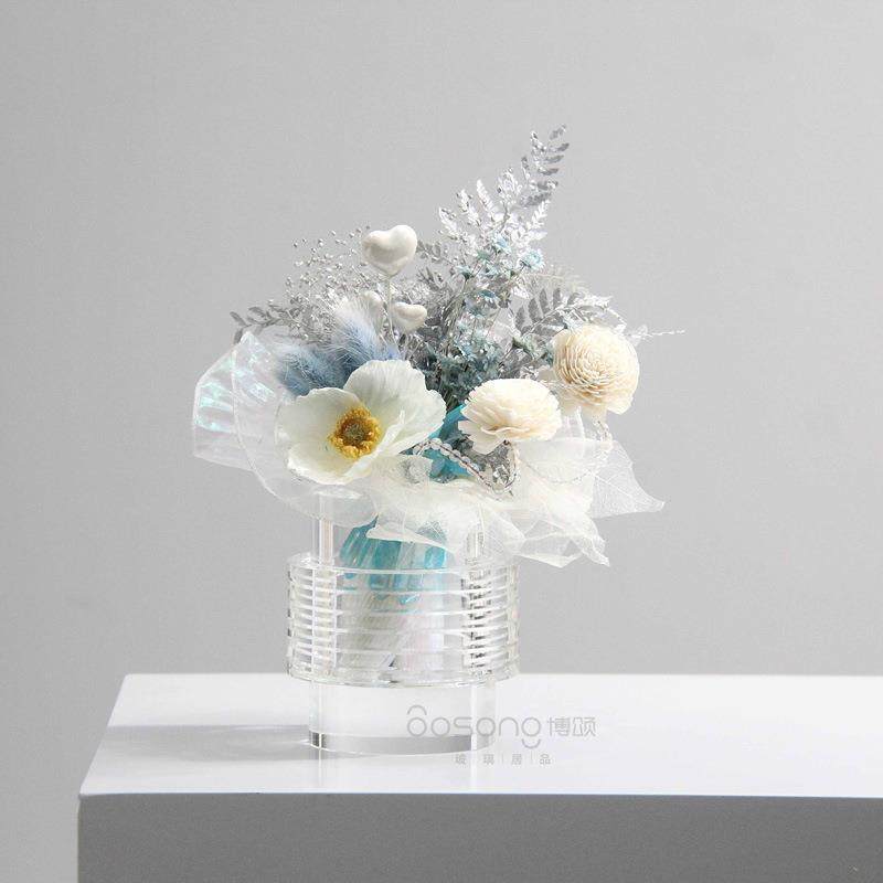 简约现代水晶透明几何条纹花器摆件售楼处样板间洽谈桌面艺术装饰,淘宝优惠券,粉丝福利购,淘宝优惠卷