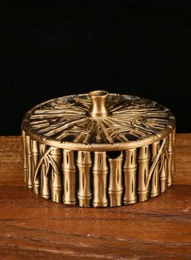 铜家烟灰缸摆件烟自用礼品办用公室用灰缸象棋107烟灰缸竹节烟灰