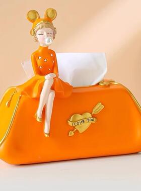 小众创意抽纸盒家玄关电视柜桌收纳摆件餐设轻计奢家用少女新款纸