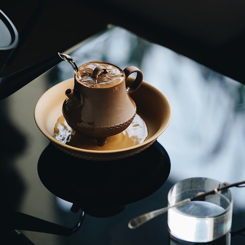 褐砖釉紫砂手拉壶承里作手工回纹干泡台茶具配件茶托储水底座壶托,淘宝优惠券,粉丝福利购,淘宝优惠卷