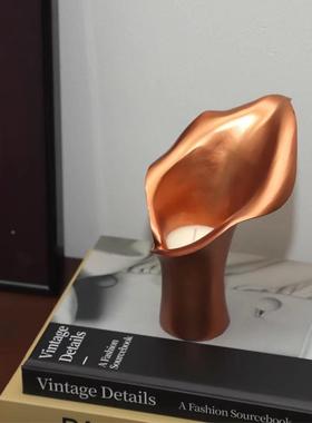 轻奢中古风牵牛莲花马蹄书摆件现代板房别VKN墅房书桌装饰蜡烛摆