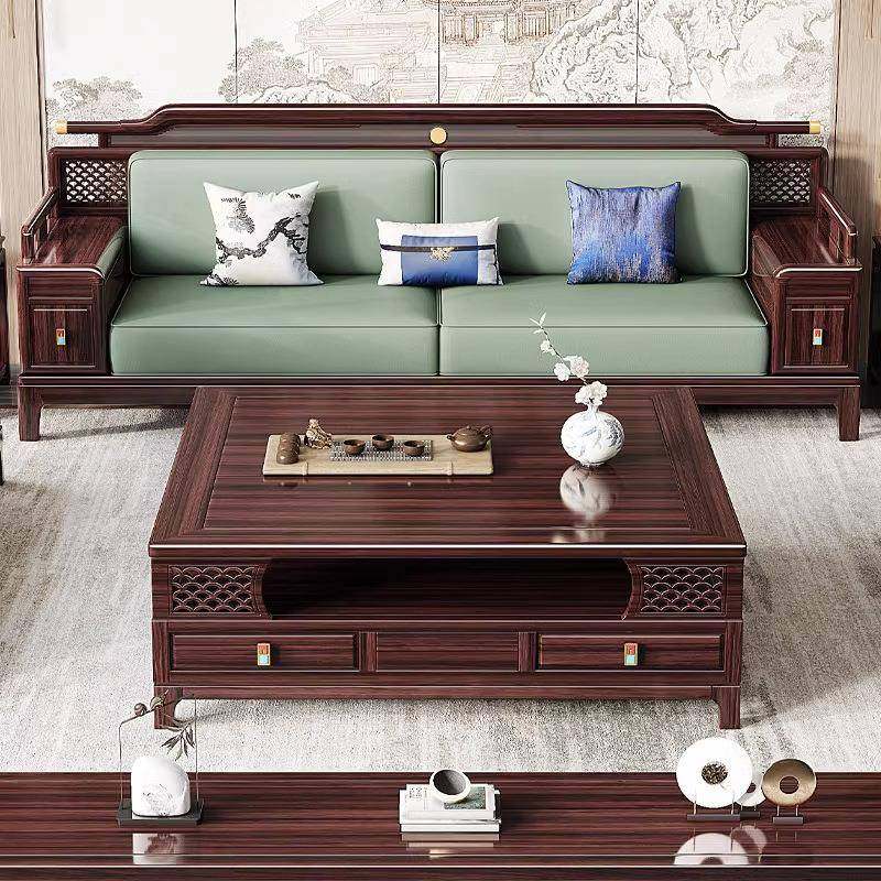 新中式乌金木实木沙发客厅家具全套别墅家用新款轻奢家具实木沙发,淘宝优惠券,粉丝福利购,淘宝优惠卷