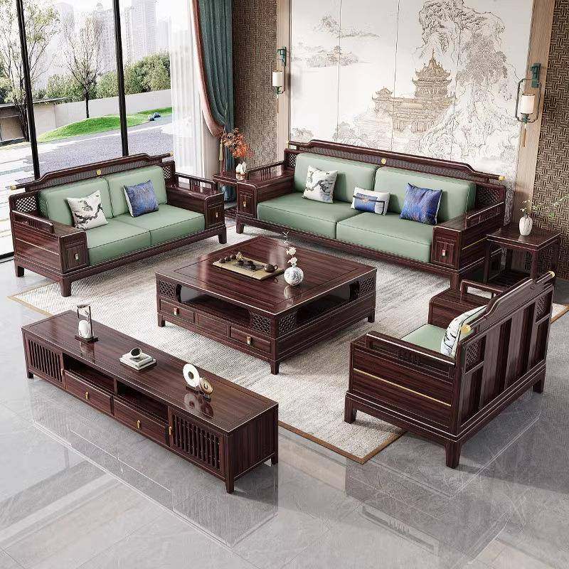新中式乌金木实木沙发客厅家具全套别墅家用新款轻奢家具实木沙发,淘宝优惠券,粉丝福利购,淘宝优惠卷