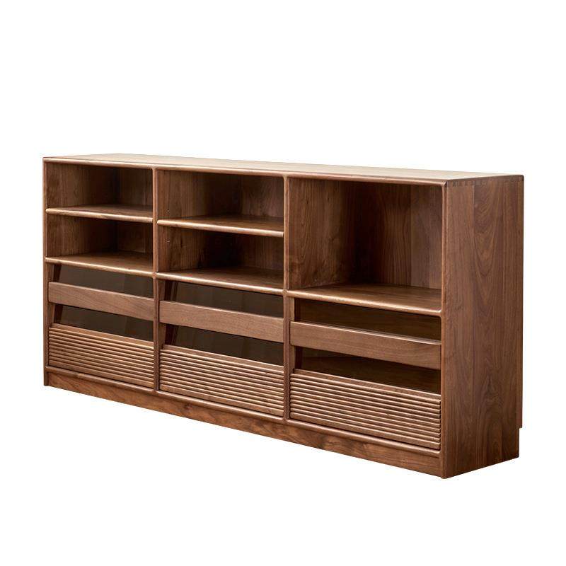 北美黑胡桃木边柜北欧樱桃木全实木落地矮书柜复古客厅格子收纳柜,淘宝优惠券,粉丝福利购,淘宝优惠卷