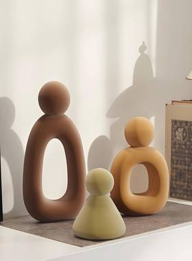 一家三术口客艺植绒软人物摆件厅电视柜玄关极F99M5TH5简感小众装