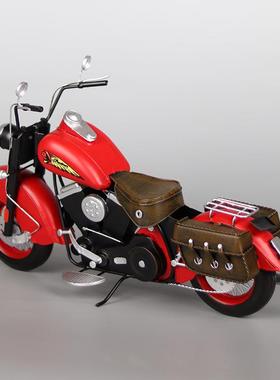 印第安摩托车模型手工美金车属机工礼业风492式酒吧客厅装饰摆件