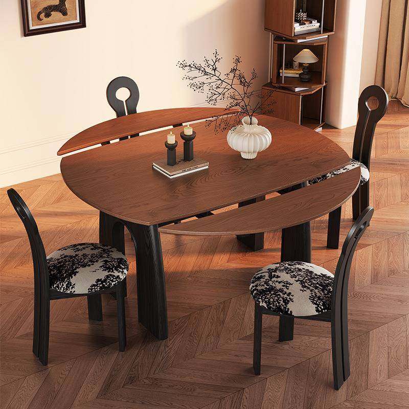 中古风折叠实木餐桌椅岩板2025新款美式法式伸缩方可变圆桌小户型,淘宝优惠券,粉丝福利购,淘宝优惠卷