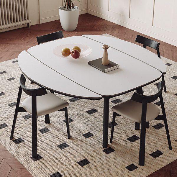 法式复古黑色伸缩岩板实木餐桌家用小户型折叠桌轻奢方圆两用餐桌,淘宝优惠券,粉丝福利购,淘宝优惠卷