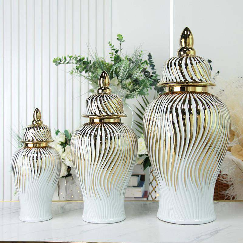 爆款欧式插花将军罐陶瓷装饰工艺品客厅摆件罐子储物花瓶花插,淘宝优惠券,粉丝福利购,淘宝优惠卷