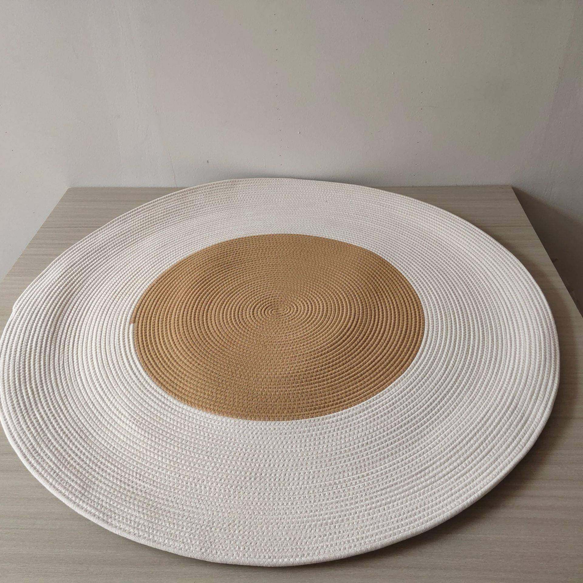 手工编织入户门垫圆形客厅卧室床边简约北欧棉线编织地垫,淘宝优惠券,粉丝福利购,淘宝优惠卷