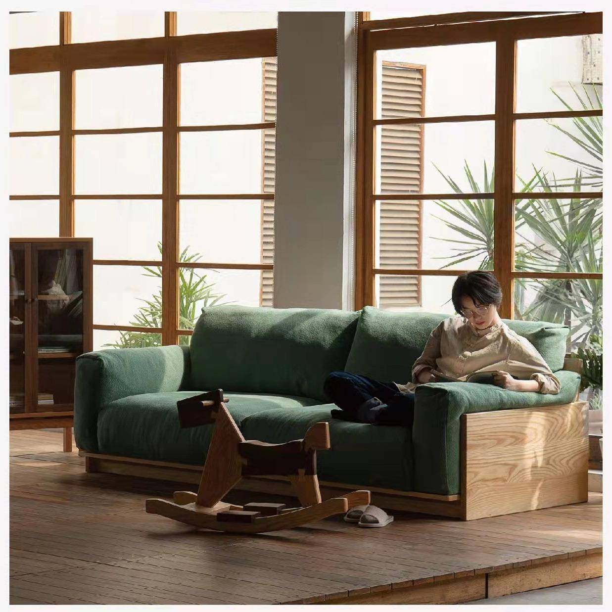 北美黑胡桃木平躺沙发实木布艺沙发客厅家具樱桃木原木沙发简约,淘宝优惠券,粉丝福利购,淘宝优惠卷