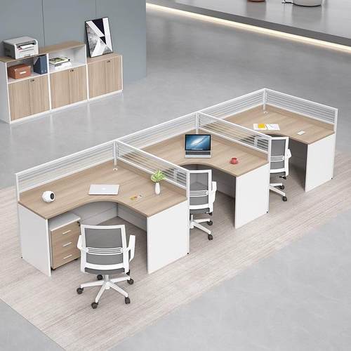 员工办公桌员工工作站简单的现代桌椅组合四人甲板屏风办公桌 - 图1