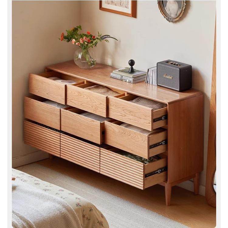 日式樱桃木九斗柜实木沙发边柜北美黑胡桃木斗柜卧室储物五斗柜,淘宝优惠券,粉丝福利购,淘宝优惠卷