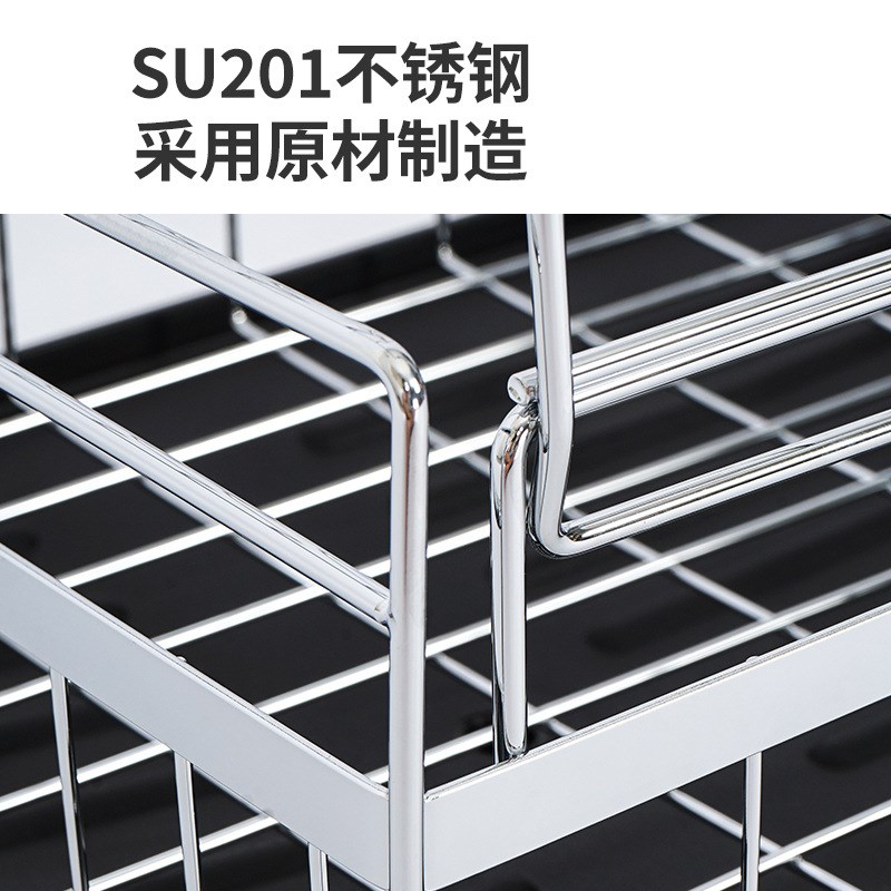 可拆卸厨房双层碗碟架家用不锈钢餐具收纳置物架碗筷沥水架放碗架 - 图1