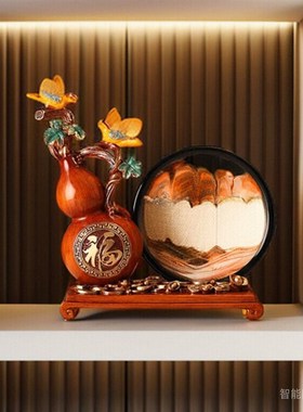 创意流沙画沙漏葫芦摆件客厅招财玄关电视柜家居乔迁新居送礼礼品