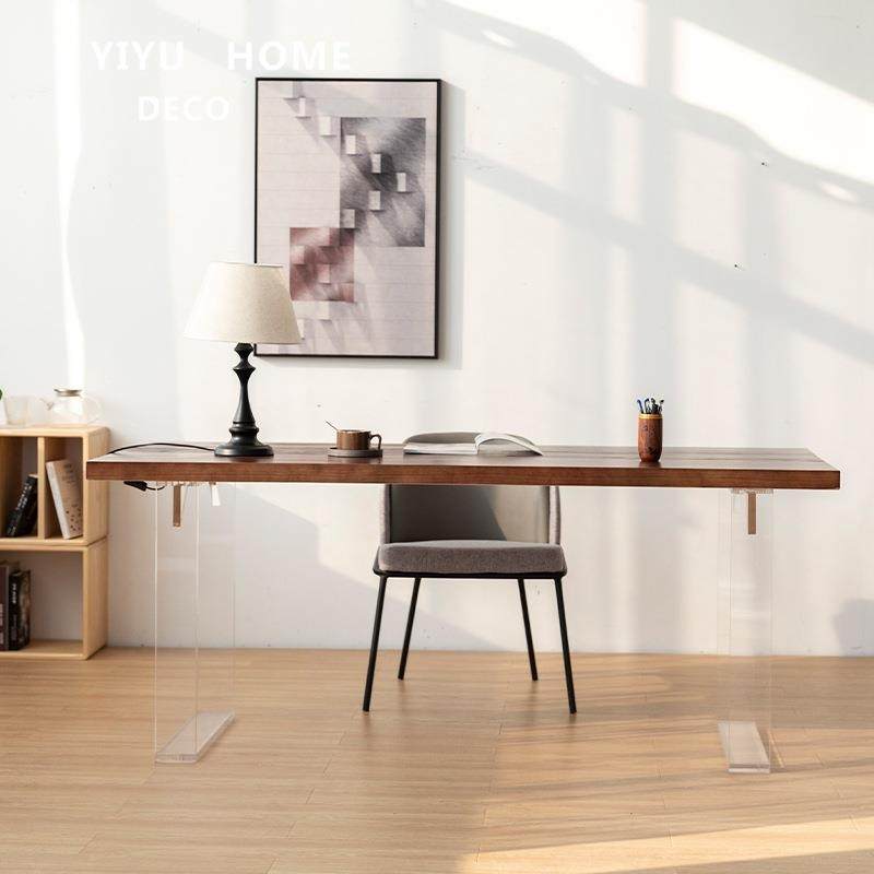 简约家用实木书桌亚克力台式电脑桌卧室学生学习写字小桌子办公桌,淘宝优惠券,粉丝福利购,淘宝优惠卷