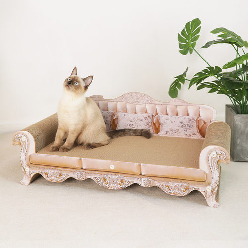 瓦楞纸沙发猫抓板慵懒躺椅猫爪板超大号贵妃椅猫抓板猫窝宠物用品 - 图2