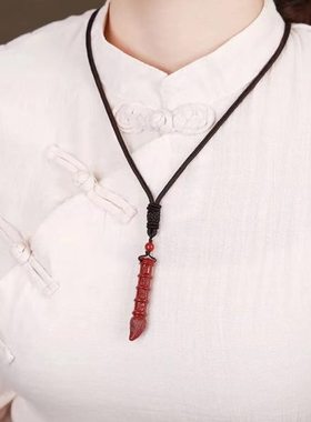 保真高含量朱砂平安如意吊坠文昌笔文昌塔好运红绳挂件简约情侣款