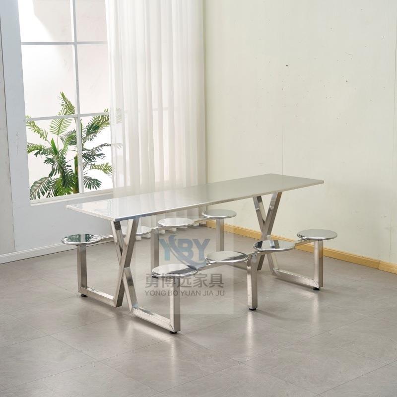 不锈钢餐桌堂员工饭堂桌椅餐人工厂餐厅饭桌公QQQ司桌子职工食4桌 - 图1