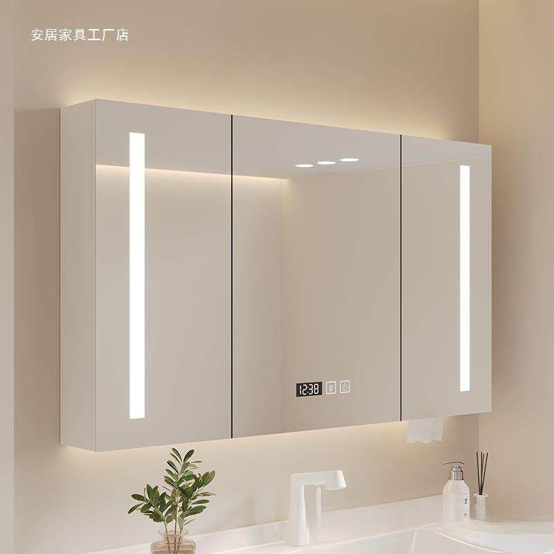 智能单置独镜柜卫30875间生挂墙式物架实木浴室储物柜化镜带灯收,淘宝优惠券,粉丝福利购,淘宝优惠卷