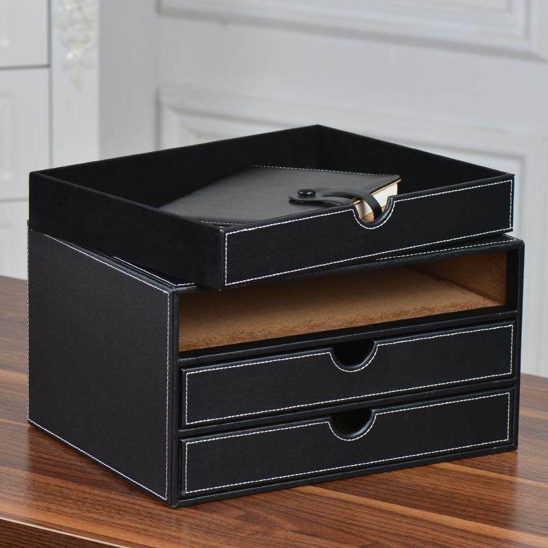 高档创339意皮质桌面文件收纳盒公抽屉A整理储物办柜放4纸办公用,淘宝优惠券,粉丝福利购,淘宝优惠卷